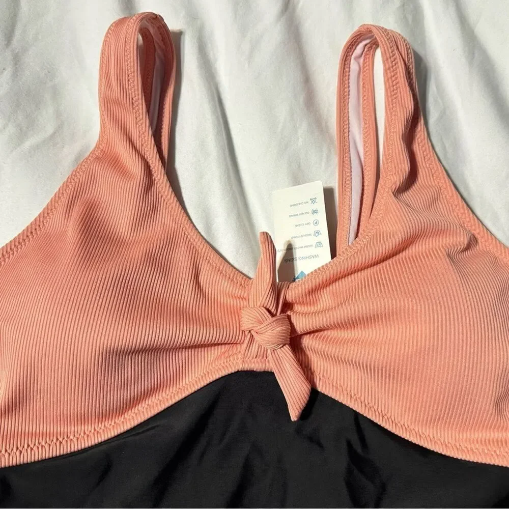 Beachsissi Swim One piece bathing suit peach black Women Large New Resort wear - Picture 9 of 13